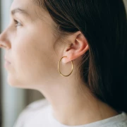 Créoles clips - For non-pierced ears 30 mm - 304L gold-plated stainless steel x2