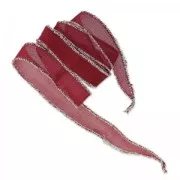 Silk ribbon surpiqûre argenté 15mm Burgundy x85cm