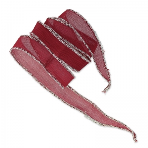 Silk ribbon surpiqûre argenté 15mm Burgundy x85cm
