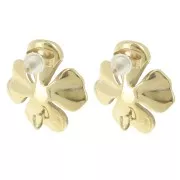 22mm Flower earstuds with epoxy resin - 304L stainless steel - Gold - Red x2