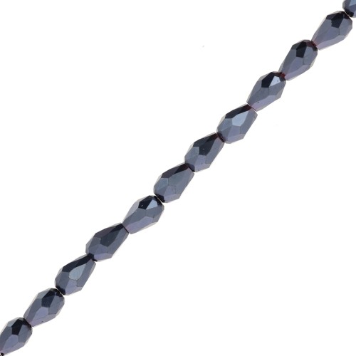 5x3mm Beads faceted drops in imitation hematite x49cm