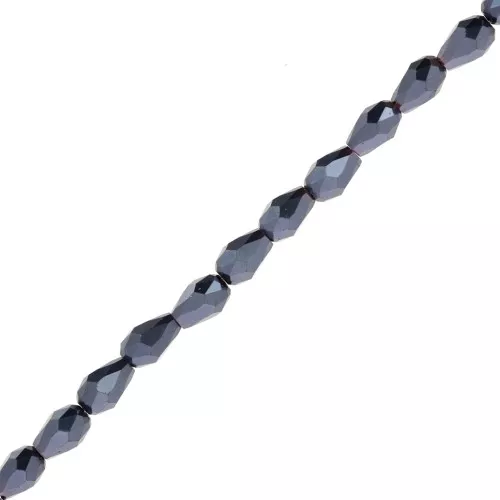 5x3mm Beads faceted drops in imitation hematite x49cm
