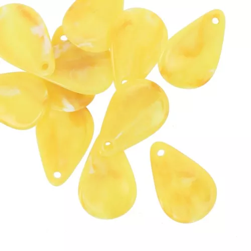 24.5mm Curved Flower Petal Sequins in Acrylic - Marbled Yellow x6
