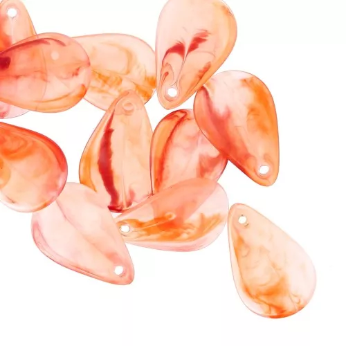 24.5mm Curved Flower Petal Sequins in Acrylic - Marbled Orange x6