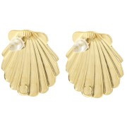 24mm Stainless Steel 304L Shell Earstuds - Gold Tone x2