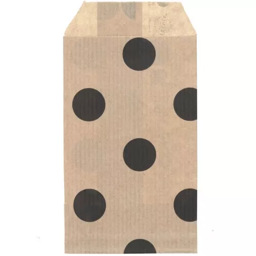 7x12cm Paper pouch - polka dot pattern - Kraft - Black x1