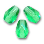 Fire Polished faceted pear-shaped beads 7x5mm Peridot x25
