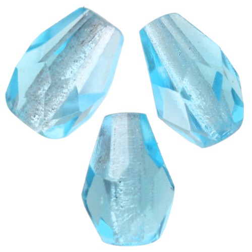 Fire Polished faceted pear-shaped beads 7x5mm Aquamarine  x25