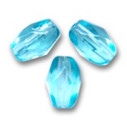 Fire Polished faceted olive-shaped beads 6x4mm Aquamarine  x25|raw }}