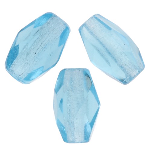 Faceted olive-shaped beads, 6x4 mm - Aquamarine x25