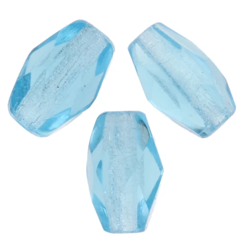 Faceted olive-shaped beads, 6x4 mm - Aquamarine x25