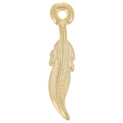 Feather pendant 23x5 mm - Fine gold plated x1