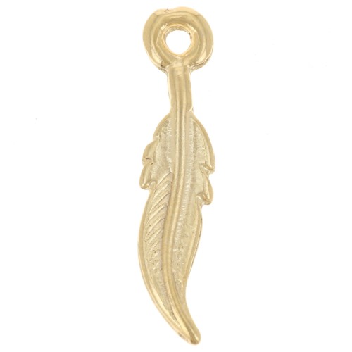 Feather pendant 23x5 mm - Fine gold plated x1