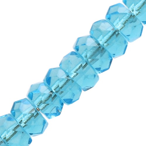 Heishi faceted rondelle beads 6x3 mm - Aquamarine x25