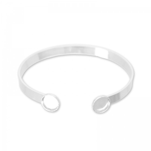 Brass bracelet  15cm for flat back cabochons 8mm silver tone x1