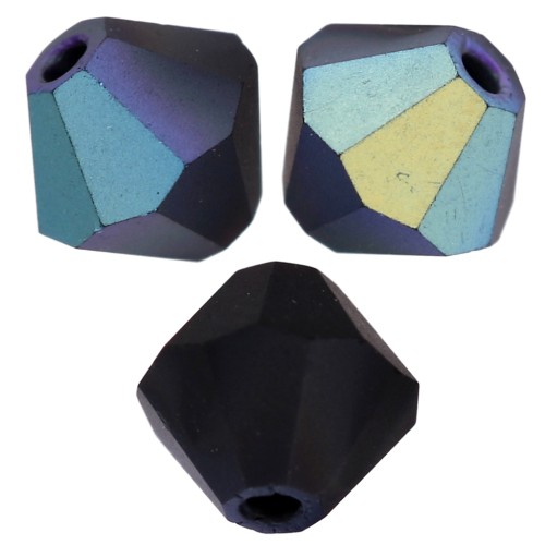 Preciosa Bicone Beads - Rondelle Bead 5 mm - Jet AB Matt x12