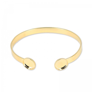 Brass bracelet 15cm for flat back cabochons 10mm fine Gold plated x1