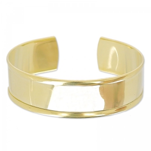 Brass bracelet base with curved edge 15mm fine gold plated x1