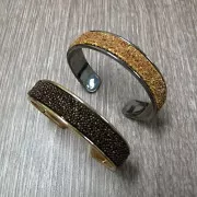 Brass bracelet base with curved edge 15mm fine gold plated x1