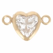 9x5.5mm Horizontal heart spacer with CZ - Gold filled - Crystal x1