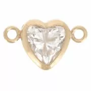 9x5.5mm Horizontal heart spacer with CZ - Gold filled - Crystal x1