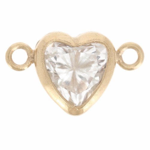 9x5.5mm Horizontal heart spacer with CZ - Gold filled - Crystal x1