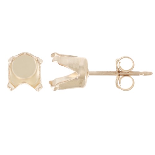 Earstuds 4 claws for 6mm cabochon - Gold Filled x2