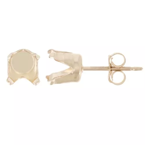 Earstuds 4 claws for 6mm cabochon - Gold Filled x2