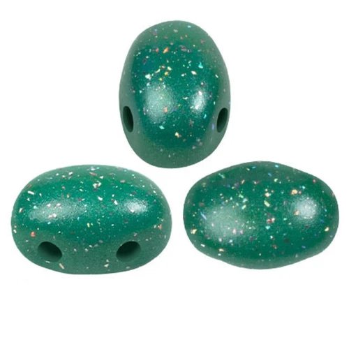 5x7mm Glass beads Samos® by Puca® - Constellation Green x10g