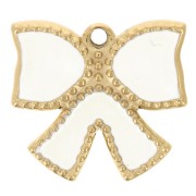 15x16mm Charm bow epoxy resin - Stainless steel 304L Gold - Cream x1|raw }}