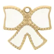 15x16mm Charm bow epoxy resin - Stainless steel 304L Gold - Cream x1
