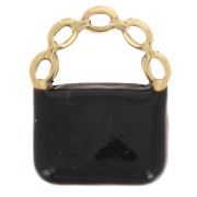 15x12mm 304L Stainless Steel Handbag Charm Epoxy Resin - Gold - Black x1
