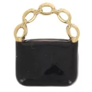 15x12mm 304L Stainless Steel Handbag Charm Epoxy Resin - Gold - Black x1