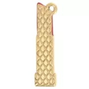 20x5mm Stainless steel 304L Lipstick charm Epoxy resin - Gold - Red x1