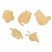 Stainless steel 304L Mix of epoxy charms - Cats - by Perles&Co - Gold x5