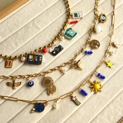 Stainless steel 304L Mix of epoxy charms Retro objects by Perles&Co - Gold x6