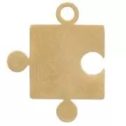 Breloque puzzle n°1 (1 côté ouvert) 18x14 mm - Acier inoxydable 304L Doré x1
