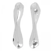 Irregular 2-hole spacers, 27x5.5 mm - Antique fine silver plated x4