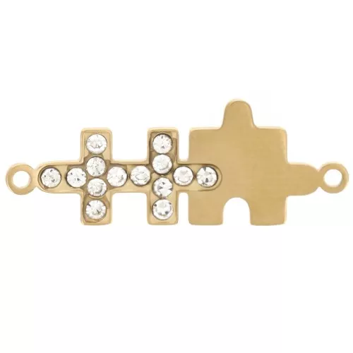 25x9mm Stainless steel 304L Spacers Puzzle Zirconium oxides - Gold x1