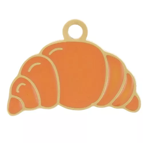 Charm crescent 13x18 mm epoxy resin - Stainless steel 304L Gilded - Orange x1