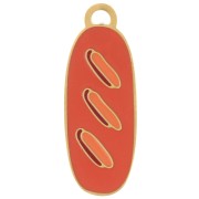 Breadstick Charm 20x7 mm Epoxy Resin - 304L Gold Stainless Steel - Orange x1|raw }}