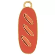 Breadstick Charm 20x7 mm Epoxy Resin - 304L Gold Stainless Steel - Orange x1
