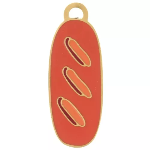 Breadstick Charm 20x7 mm Epoxy Resin - 304L Gold Stainless Steel - Orange x1