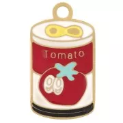 Tomato soup charm 18x10 mm epoxy resin - 304L gold stainless steel - Red x1