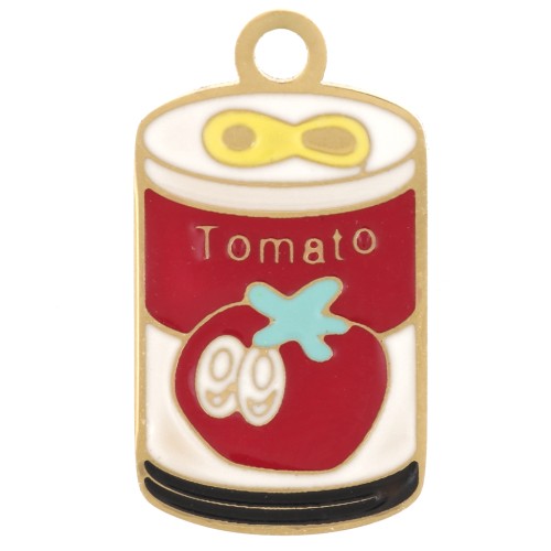 Tomato soup charm 18x10 mm epoxy resin - 304L gold stainless steel - Red x1