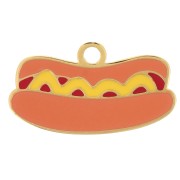 Hot dog charm 10x18 mm epoxy resin - 304L Gold stainless steel - Multi x1