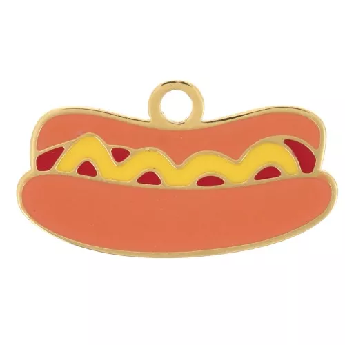 Hot dog charm 10x18 mm epoxy resin - 304L Gold stainless steel - Multi x1