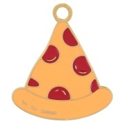 Pizza Charm 18x15 mm Epoxy Resin - 304L Gold Stainless Steel - Orange x1|raw }}
