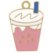 Food - Milkshake Charm 18x12 mm Epoxy Resin - 304L Gold Stainless Steel - Rose x1 Milkshake Charm 18x12 mm Epoxy Resin - 304L Gold Stainless Steel - Rose x1