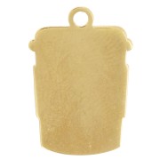 Coffee cup charm 18x12 mm epoxy resin - 304L Gold stainless steel - Brown